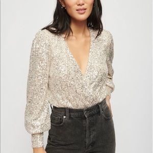 Embellished Sequins Bodysuit - New With Tags sz XL